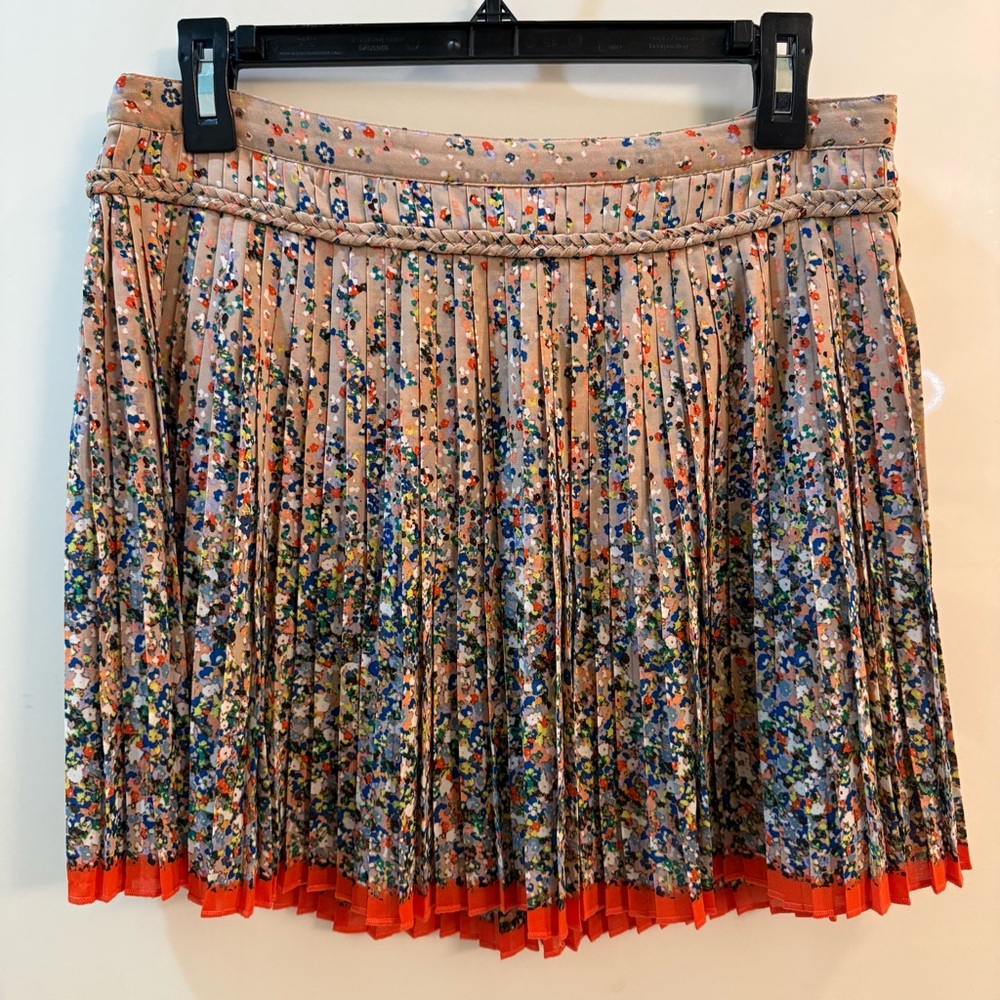 American Eagle Outfitters Floral Mini Skirt with Orange Trim